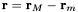 ${\bf r}={\bf r}_{M}-{\bf r}_{m}$