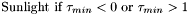 \[ \mbox{Sunlight if } \tau_{min} < 0\mbox{ or }\tau_{min}>1 \]